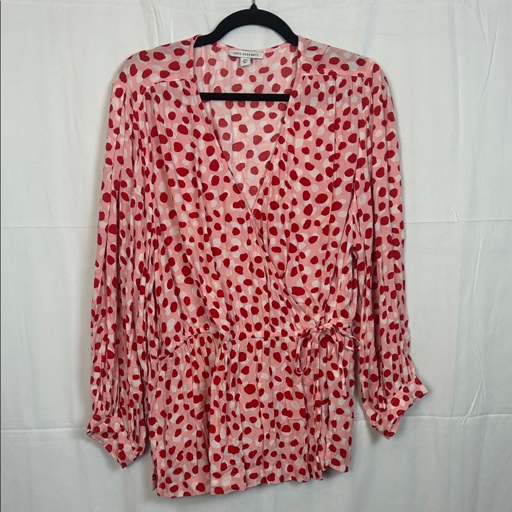 Stylish Red and Pink Polka Dot Blouse